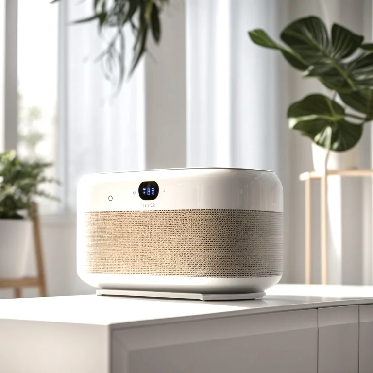 Vaymora intelligenter Luftreiniger in einem modernen Wohnzimmer